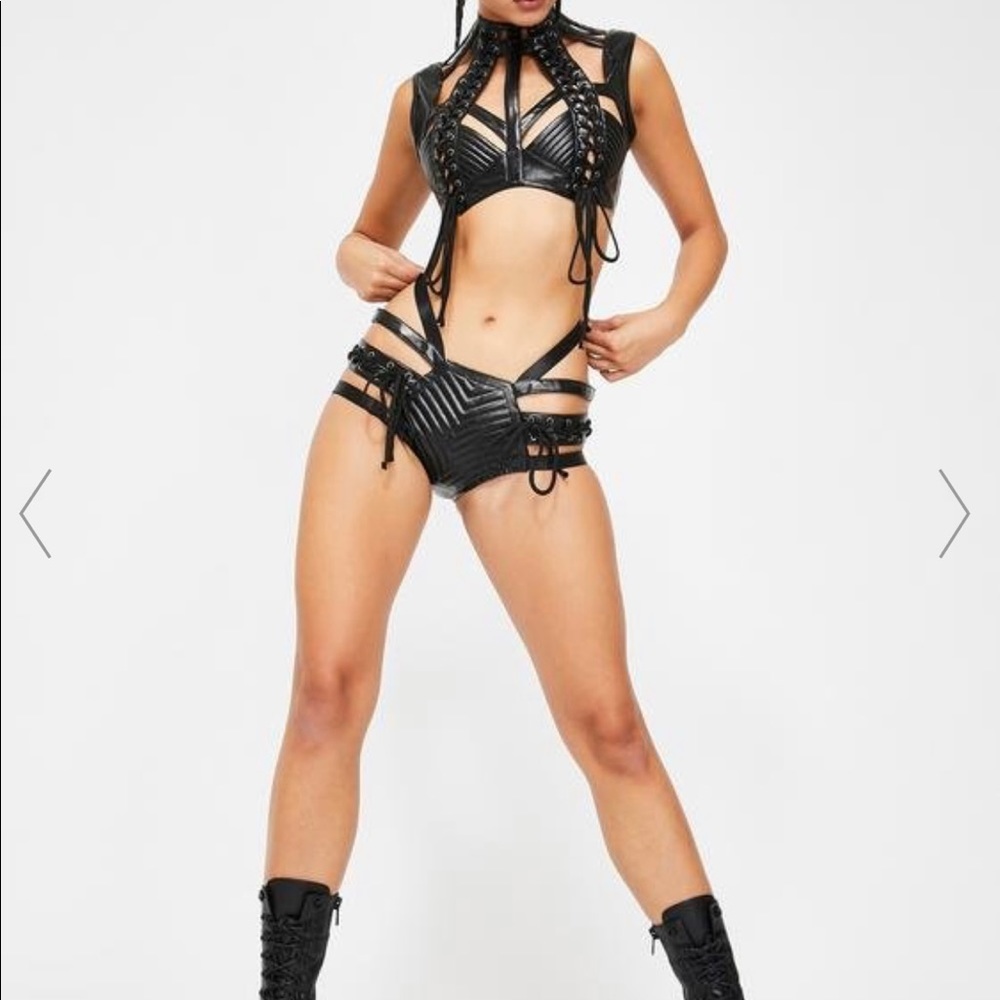 Club Exx Dolls Kill Lunar Rude Awakening Lace Up Shorts size small